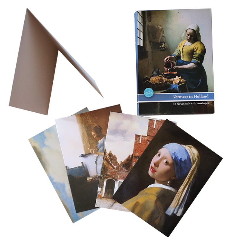 Välkomstskort Johannes Vermeer Målning, Inbjudskort omfattar vita kuvert.Egen konstruktion